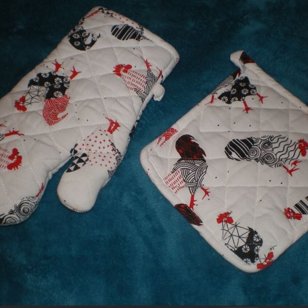 Rooster Farmhouse Decor Mitt Set